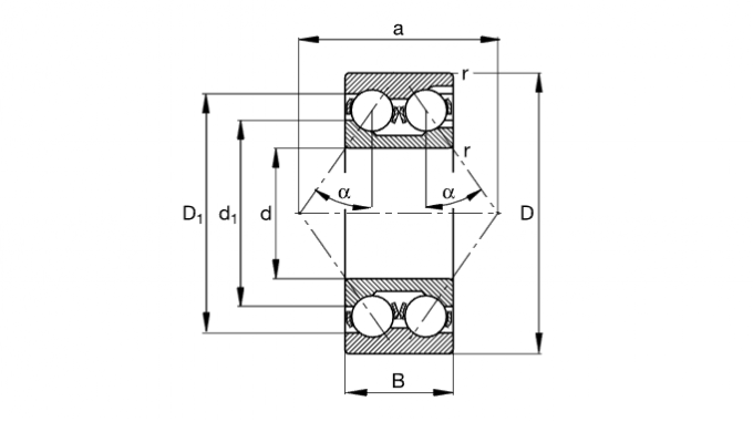 Jaula de cobre amarillo 3322 M C3, acerocromo Angular del rodamiento de bolitas del contacto 3056322 para la máquina-herramienta 0