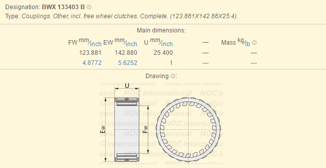 Embrague de la manera del rodamiento de rodillos de aguja de BWX133403B uno que lleva la identificación 123.881m m OD 142.880m m 0