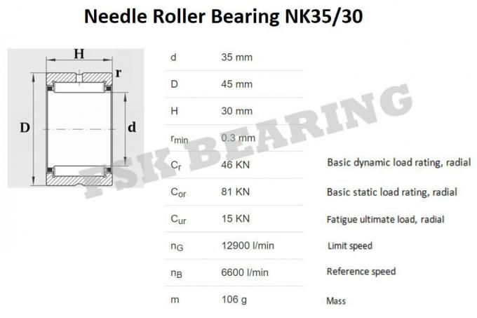 Rodamientos de rodillos de aguja de NK 35/30 TAF 354530 sin Innner Ring Small Clearance 1