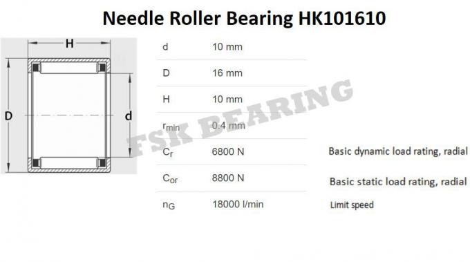 HK101610 de alta velocidad, jaula miniatura del metal del rodamiento de rodillos de aguja HK10×16×10 0