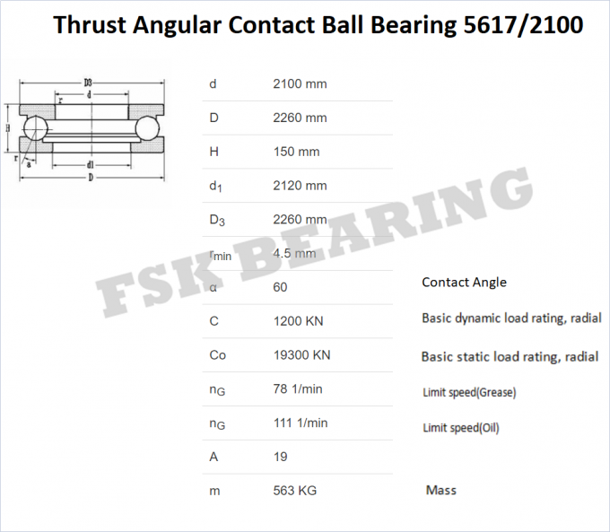 Carga pesada 5617/2100 1687/2100 Rodamientos de bolas de contacto angulares de empuje en fila única 0